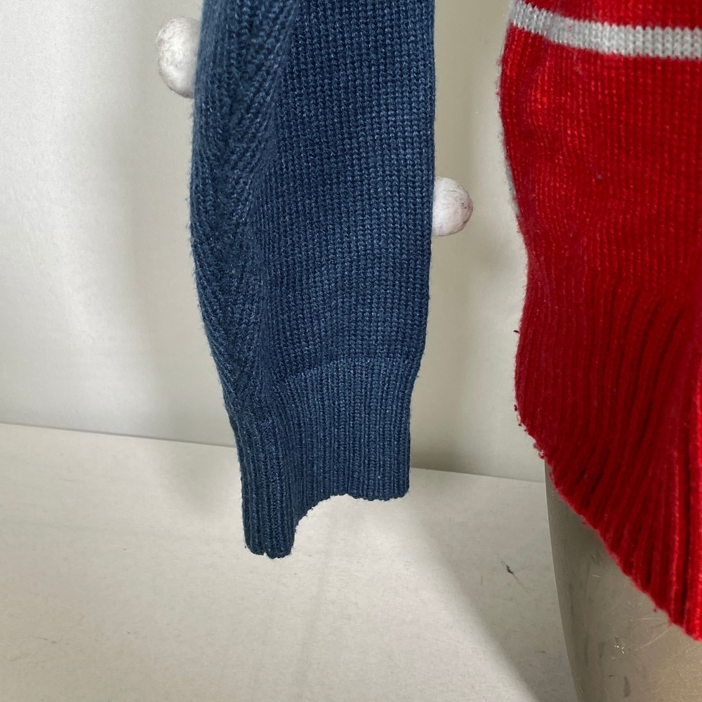 Peanuts Snoopy Navy Blue Pom Pom Christmas Knit Holiday Sweater Women's SMALL - Picture 8 of 10